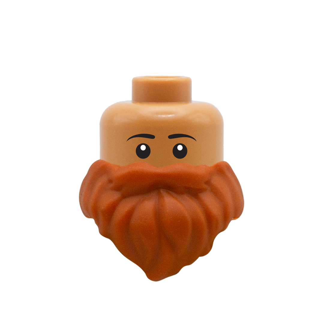 Ginger Short Beard - Custom Minifigure Head with LEGO Beard