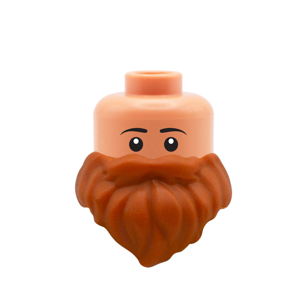 Ginger Short Beard - Custom Minifigure Head with LEGO Beard
