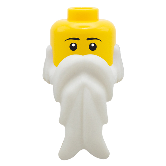 White Long Beard - Custom Minifigure Head with LEGO Beard