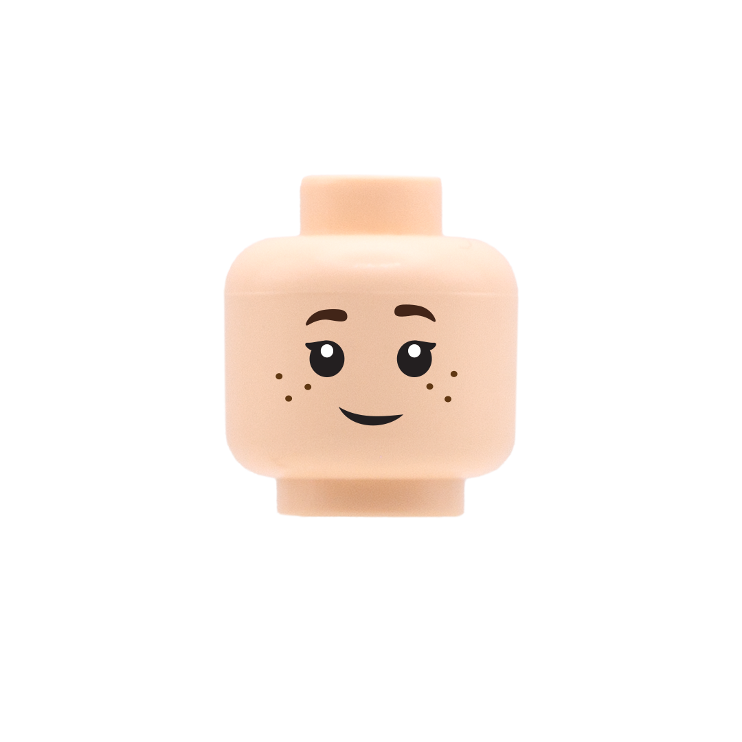 Female Freckles Cute Smile Head Light Nougat Custom LEGO Minifigure Head