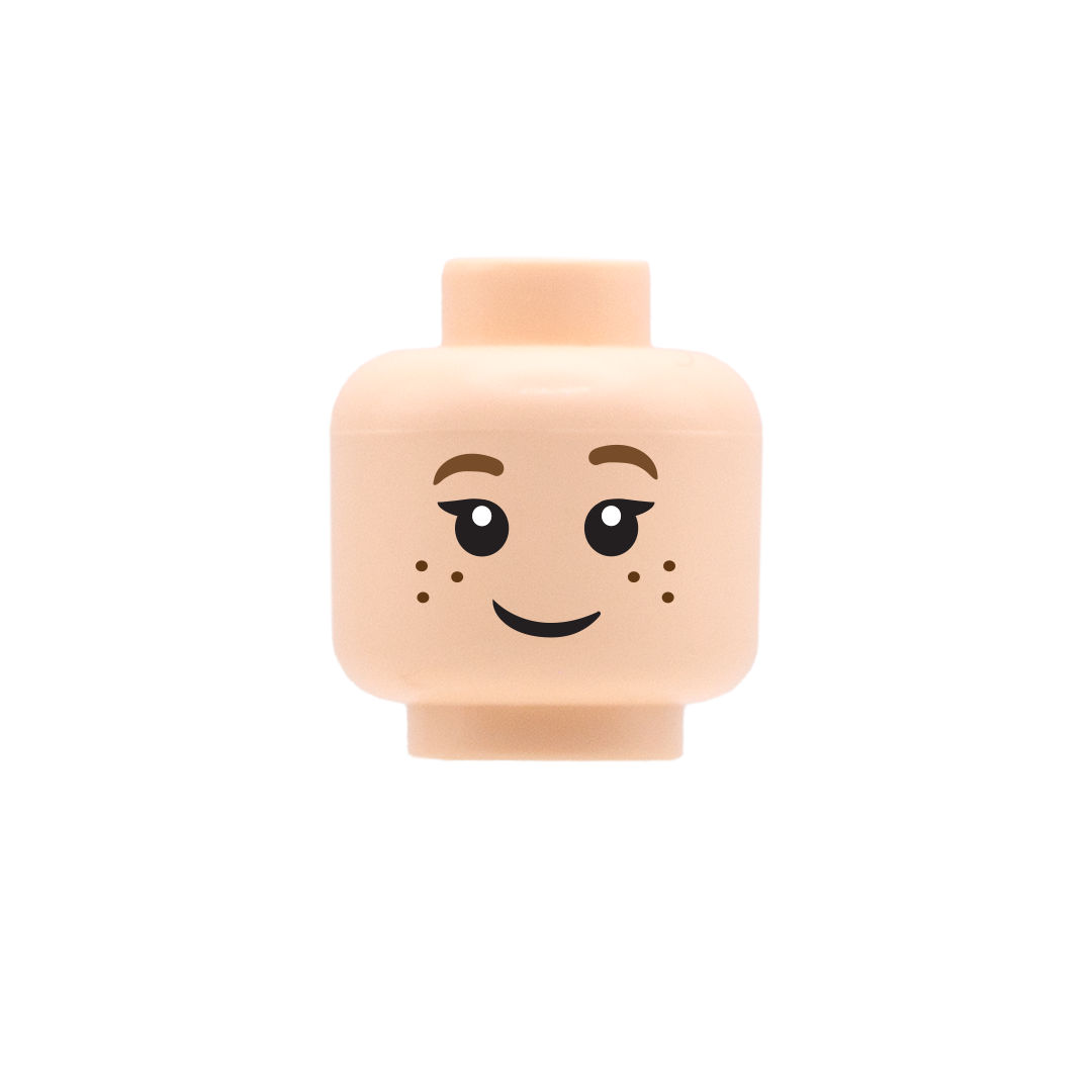 Female Freckles Cute Smile Head Light Nougat Custom LEGO Minifigure Head