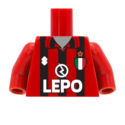 Retro AC Milan Football Shirt - Custom Design Minifigure Torso