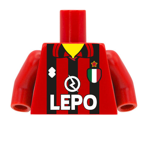 Retro AC Milan Football Shirt - Custom Design Minifigure Torso