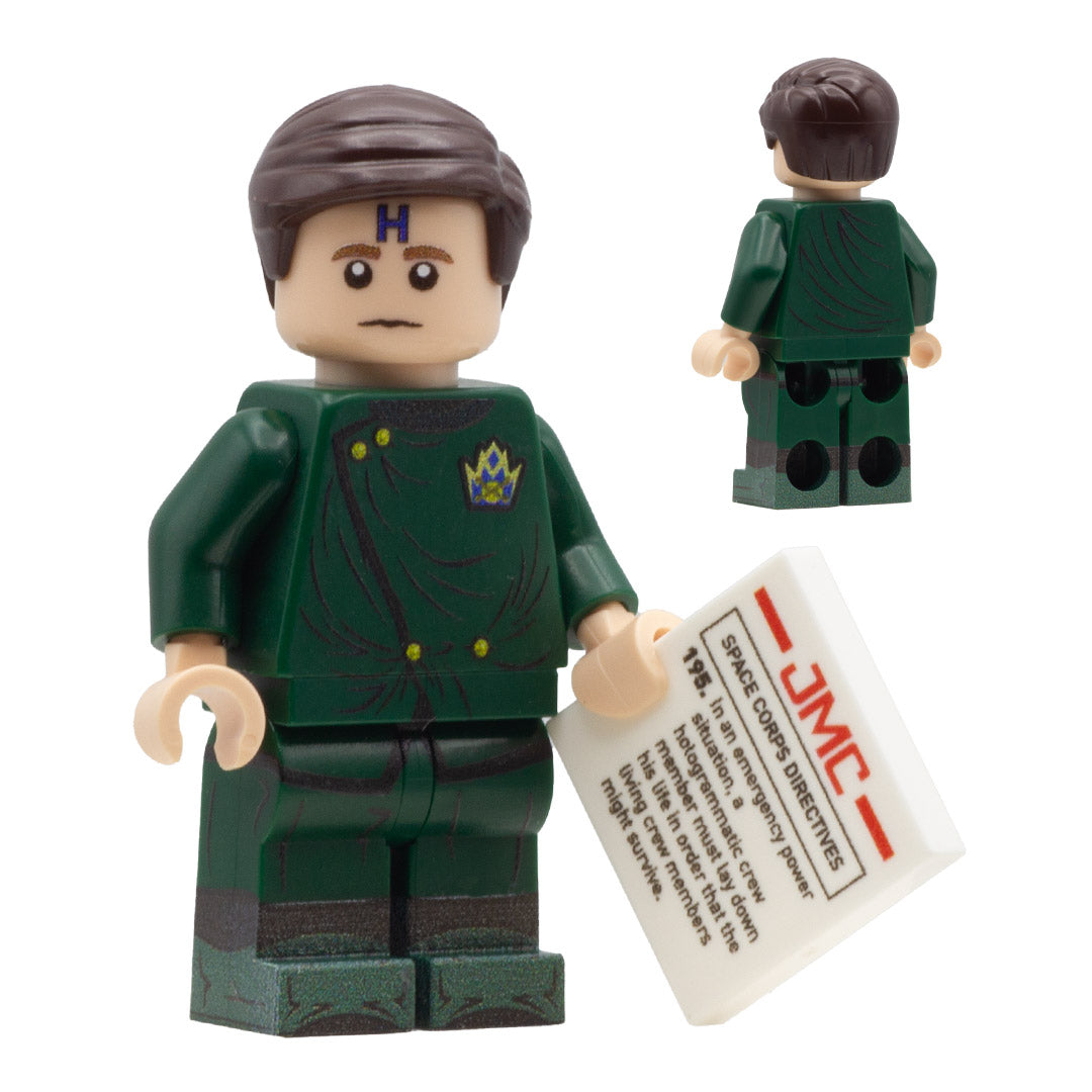 Rimmer from the comedy Red Dwarf  (Captain Emerald) -  Custom Design LEGO Minifigure