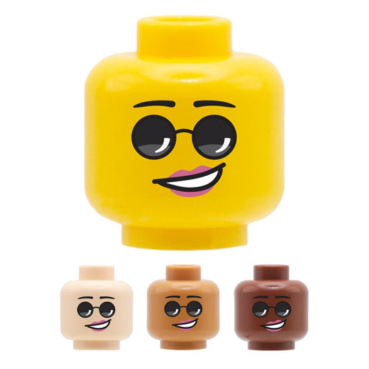 Round Sunglasses, Pink Lipstick  - LEGO Minifigure Head