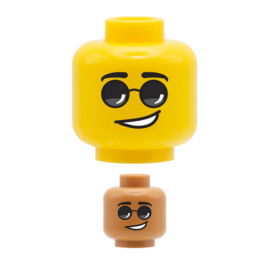 Round Sunglasses Smirk  - Custom Minifigure Head