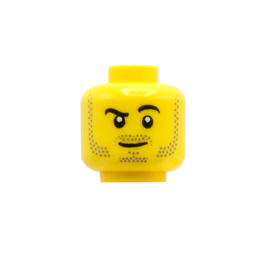 LEGO Raised eyebrow, dark stubble Head (Yellow Skin Tone) - LEGO Minifigure Head