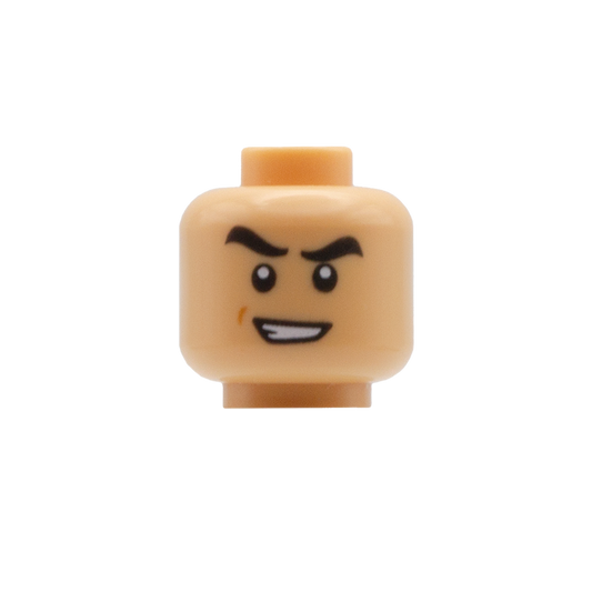 Serious Smile with Expressive Eyebrows (Medium Tan) - LEGO Minifigure Head