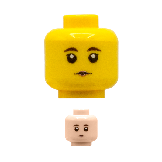 Serious Pink Lipstick - Custom LEGO Minifigure Head