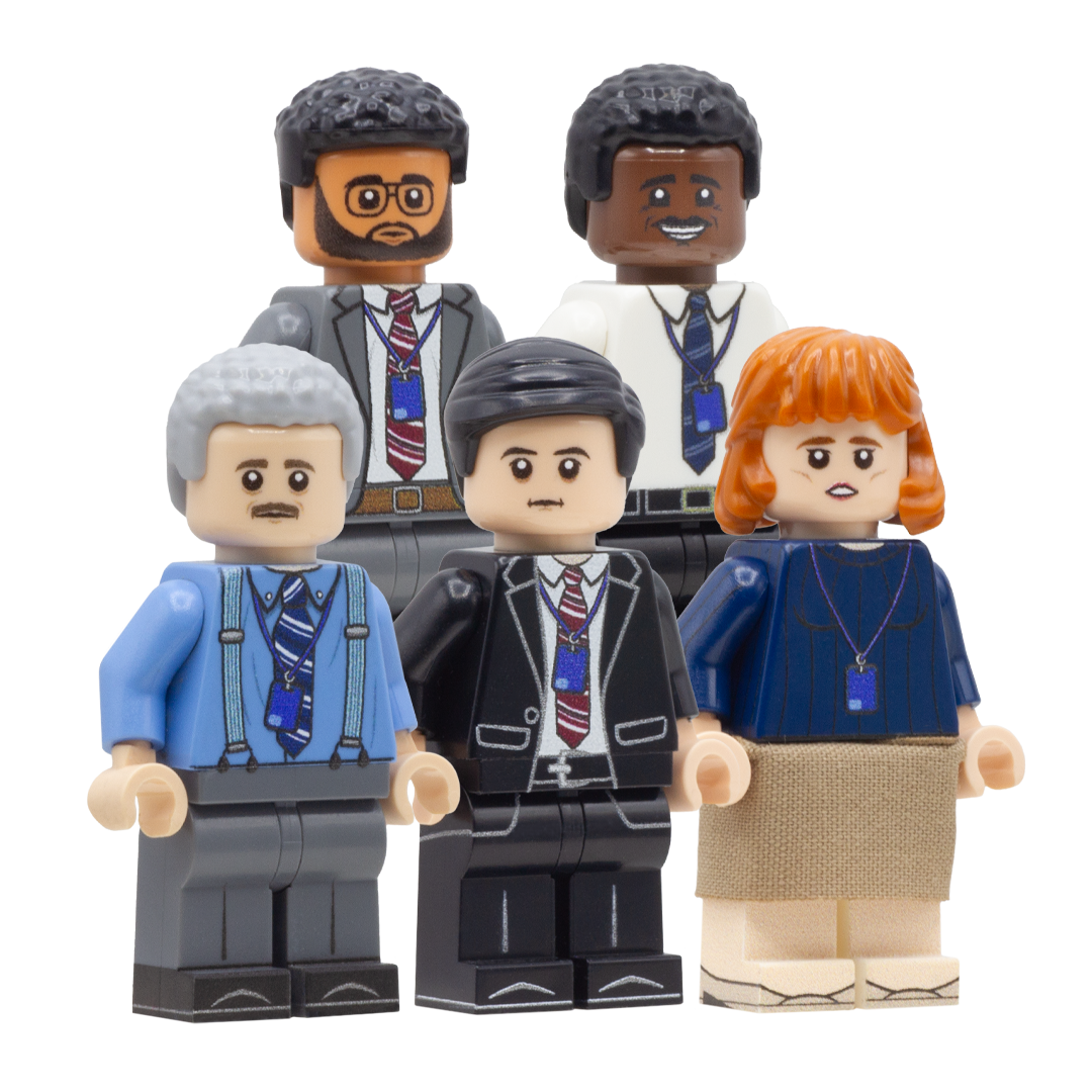 LEGO Minifigure Set of Apple TV's 'Severance'; Adam Scott, Britt Lower, Zach Cherry, John Turturro, Tramell Tillman - Custom Design LEGO Minifigure