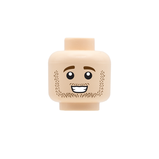 Shaggy Stubble, Cute Grin - Custom Printed Minifigure Head