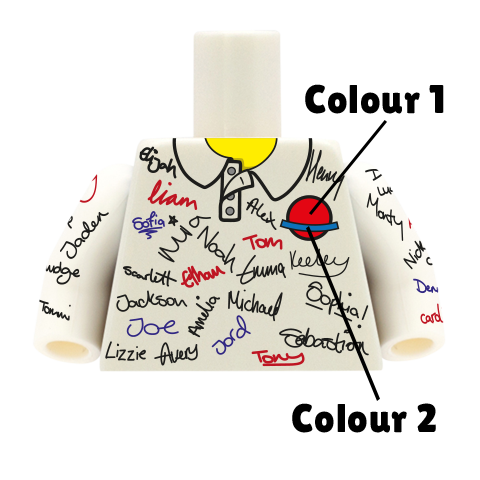 Signed School Leaver's Polo (Customise Shirt & Badge Colours) - Custom Design Minifigure