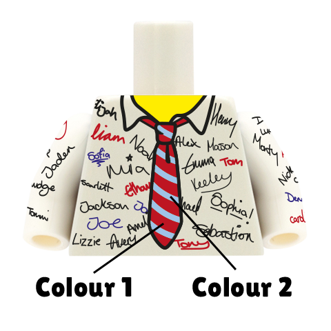 Signed School Leaver's Shirt (Customise Shirt & Tie Colours) - Custom Design Minifigure