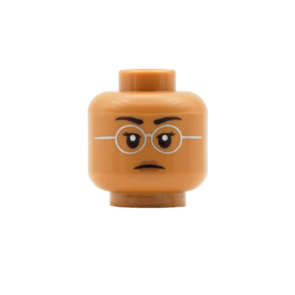 Silver Round Glasses Open Smile / Grumpy - Custom Printed Minifigure H ...