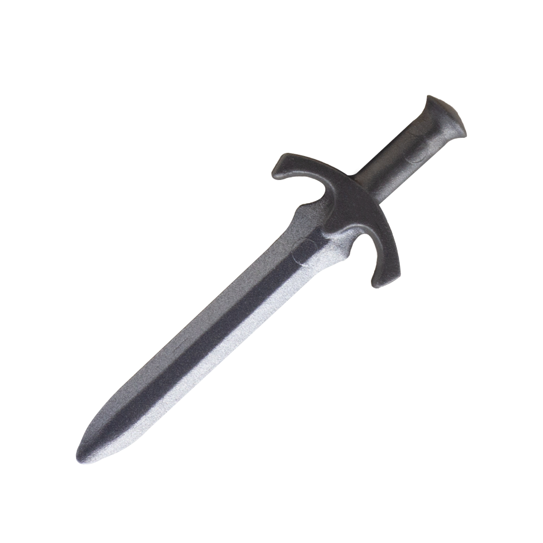 Silver sword accessory for LEGO minifigure in style of a medieval weapon
