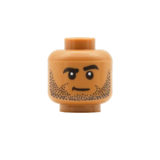 Stubble with Smirk / Unsure Expression  - LEGO Minifigure Head