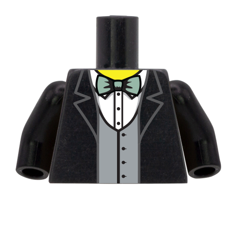 Suit Jacket , Waistcoat and Bow Tie (Change Colours) - Custom Design Minifigure Torso