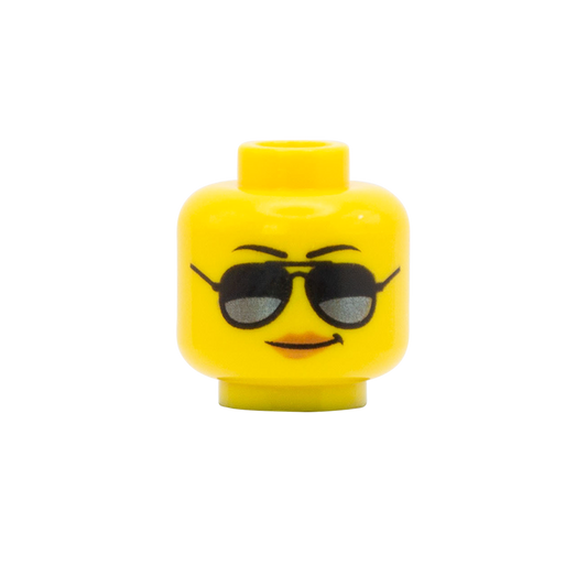 Aviator Sunglasses Lipstick Smile - LEGO Minifigure Head