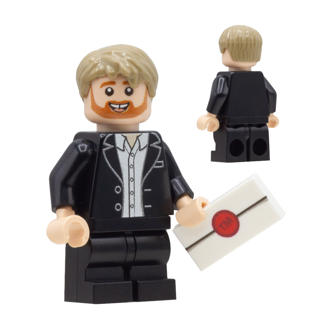 Alex Horne from Taskmaster as a custom LEGO minifigure