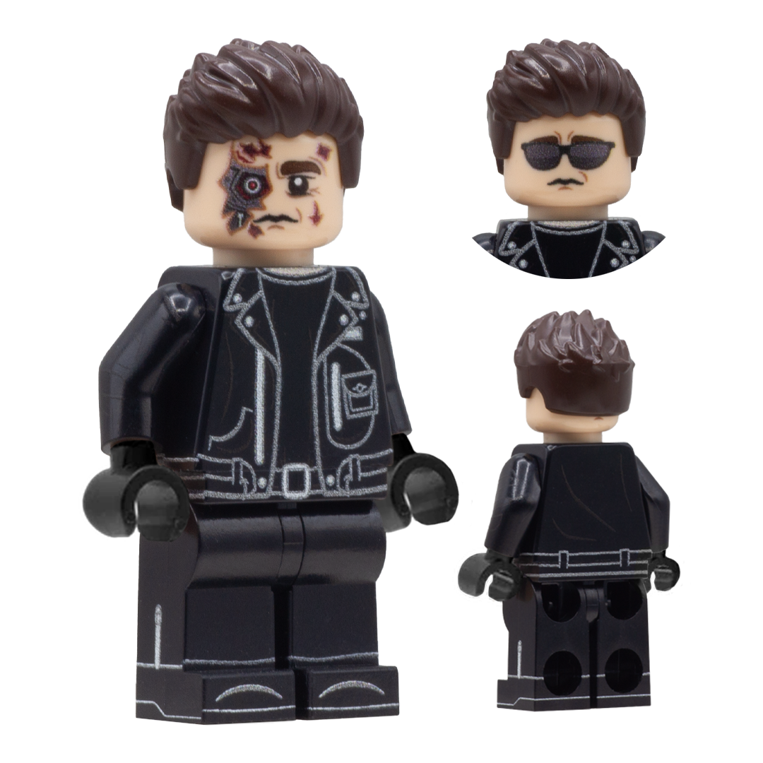 LEGO Minifigure of T-800 from Terminator 2: Judgement Day; Arnold Schwarzenegger  - Custom Design LEGO Minifigure