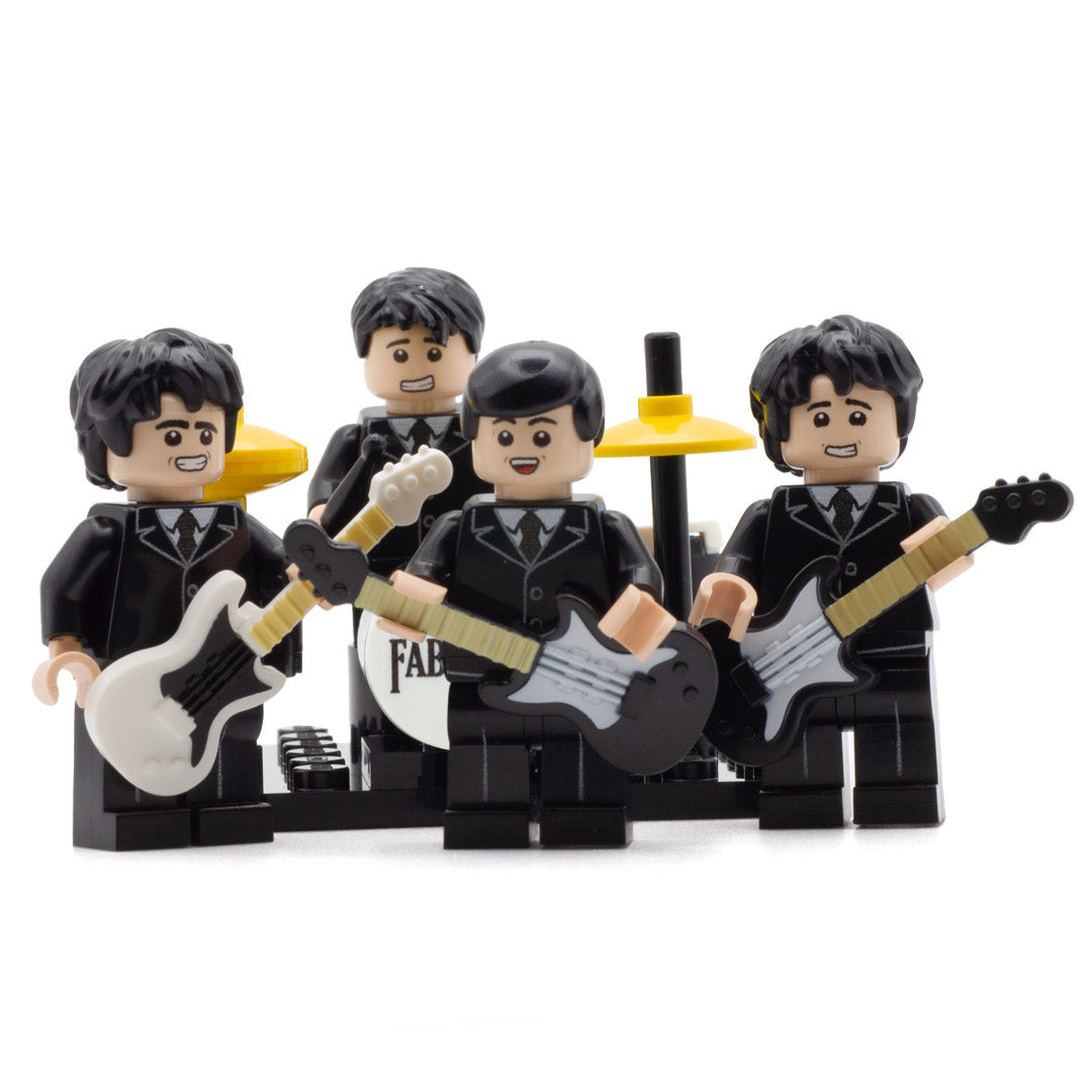 Fab Four (In Black or Grey Suits) - Custom Design Minifigure Set