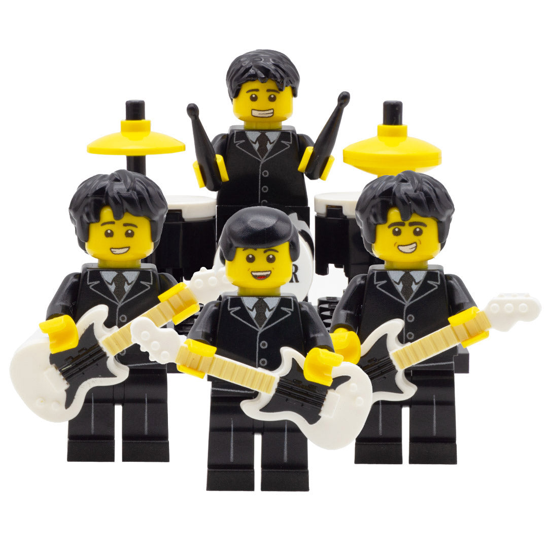 Fab Four (In Black or Grey Suits) - Custom Design Minifigure Set