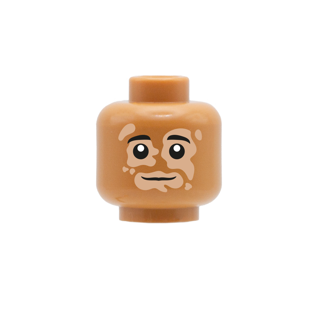 Vitiligo Head with Regular Closed Smile Custom Printed Minifigure He Minifigs.me