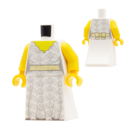 Wavy V Neck Wedding Dress - Custom Design Minifigure Outfit