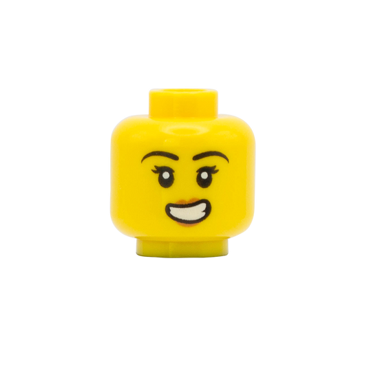 Wide Uncertain Smile, Pink Lipstick - LEGO Minifigure Head