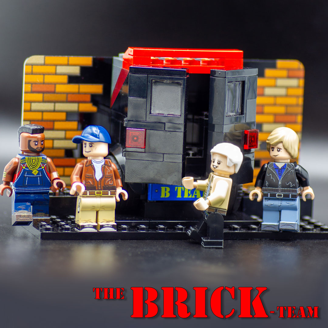 The A Team custom LEGO minifigures with their van