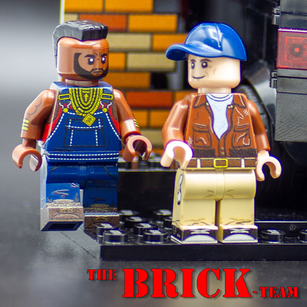 The A Team custom LEGO minifigures with their van