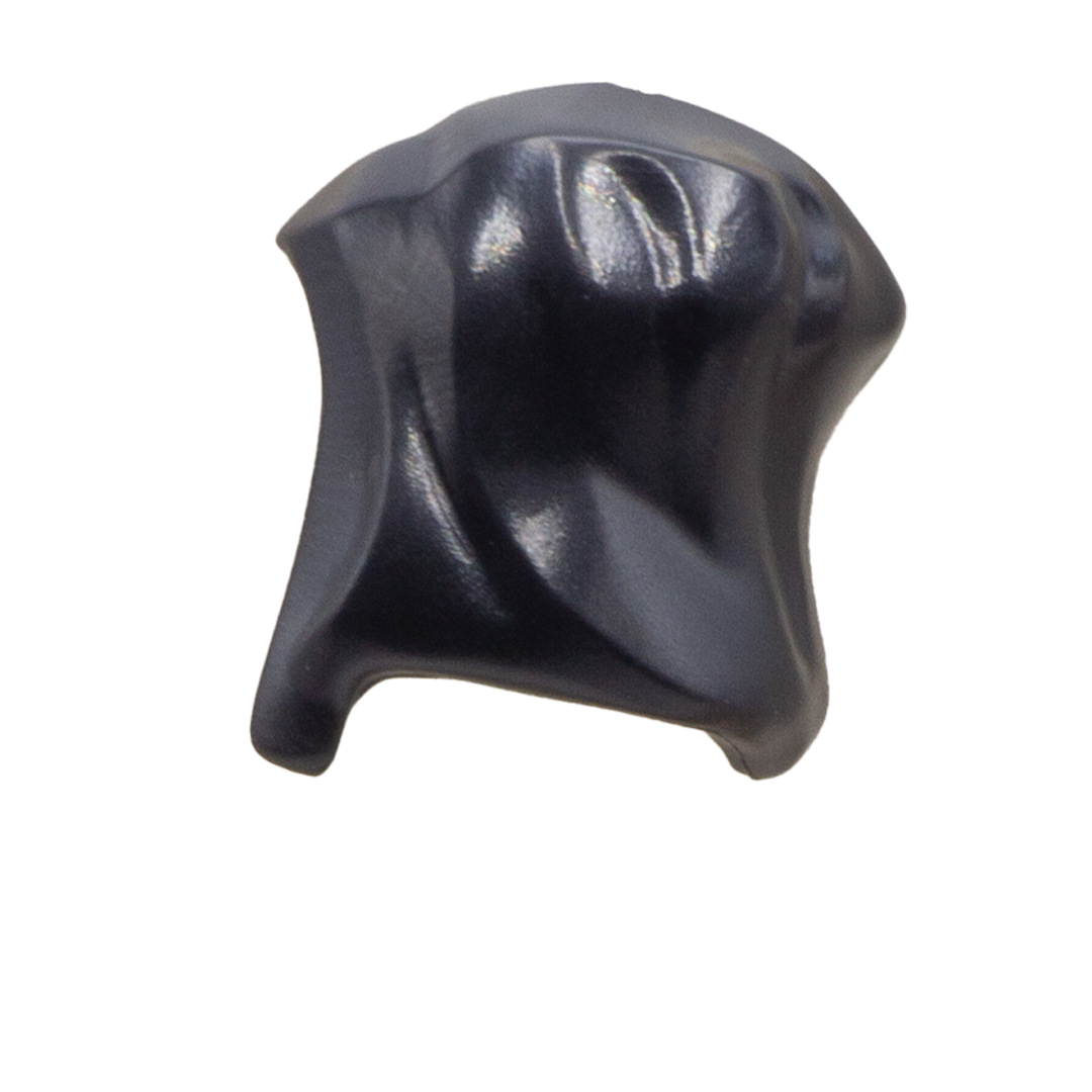  Black LEGO headwear or hood. Side view.