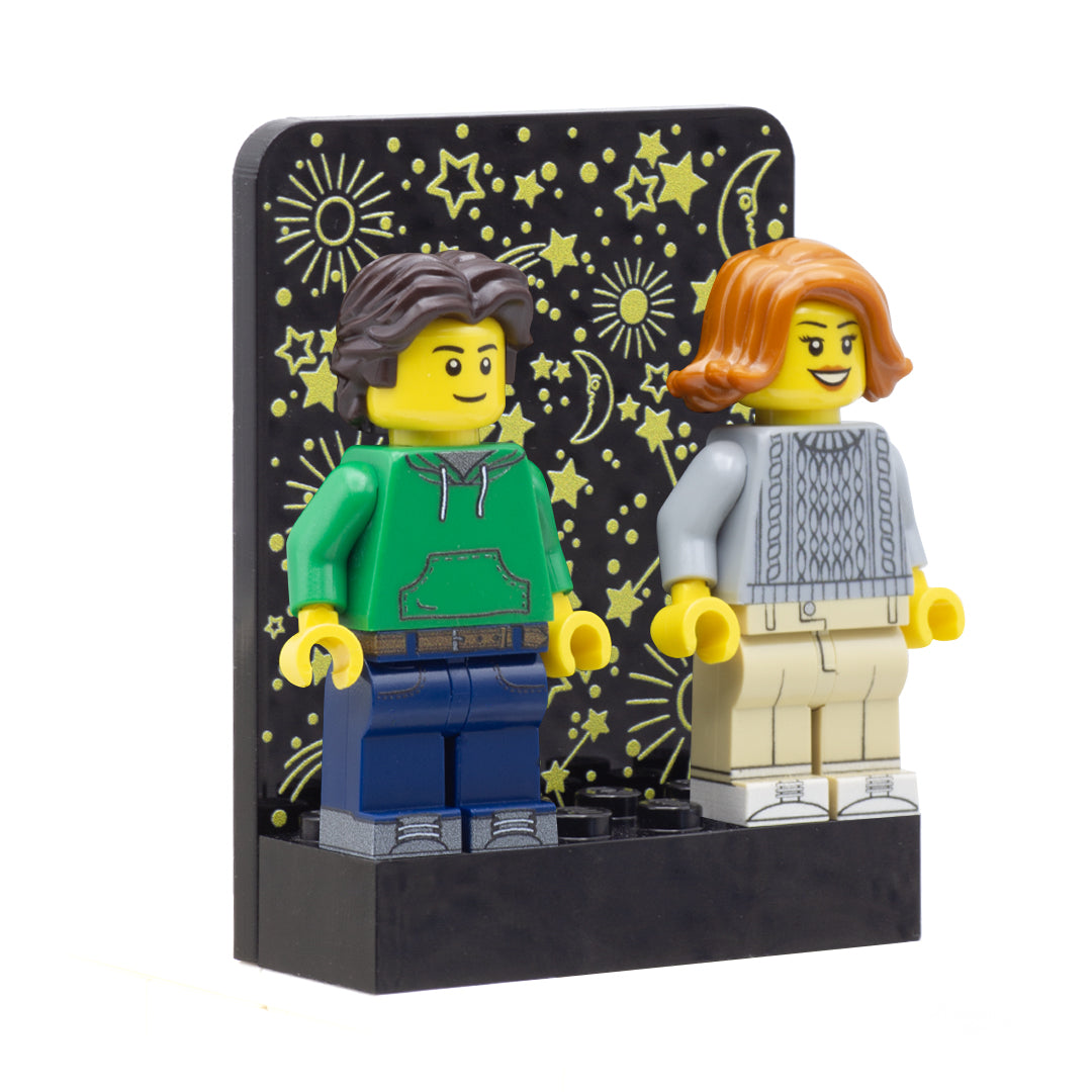 stars and moon romantic minifigure couples LEGO display