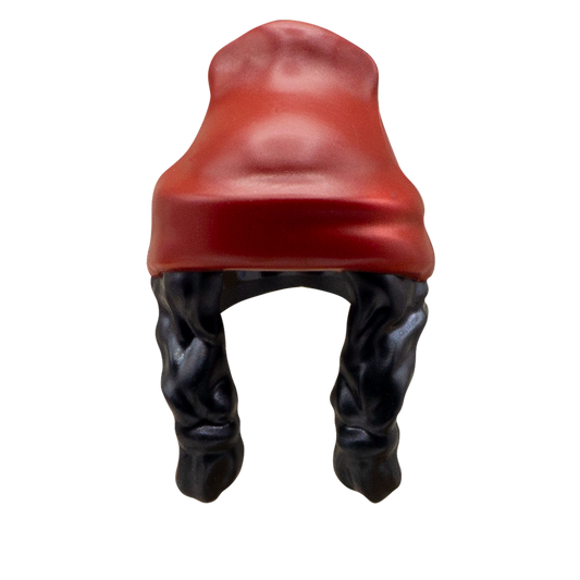 Black Plaited Pigtails with Dark Red Slouchy Hat - LEGO Minifigure Hair and Hat