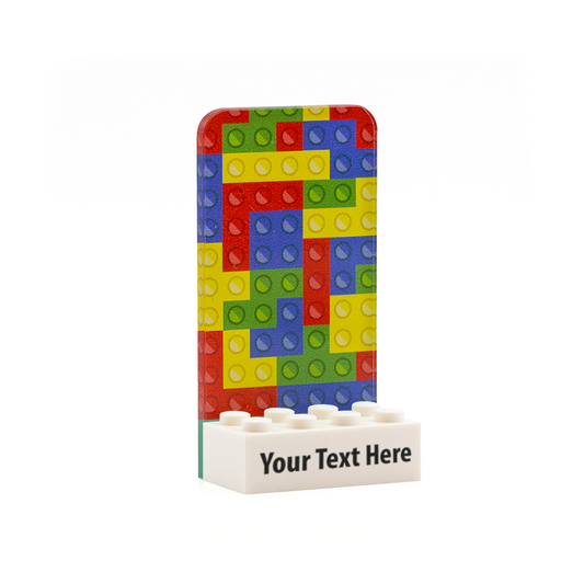 Colourful Blocks Single Display - Laser Cut Display with Personalised LEGO Brick