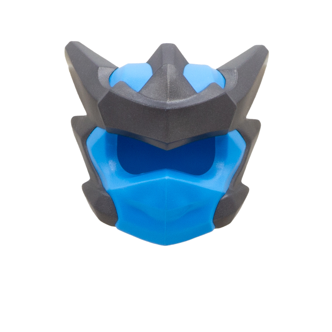 Genuine LEGO Ninjago Dragons Rising headgear in blue wrap with pearl dark grey titanium spikes (Nya in Dragon Form).