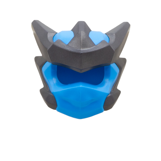 Genuine LEGO Ninjago Dragons Rising headgear in blue wrap with pearl dark grey titanium spikes (Nya in Dragon Form).