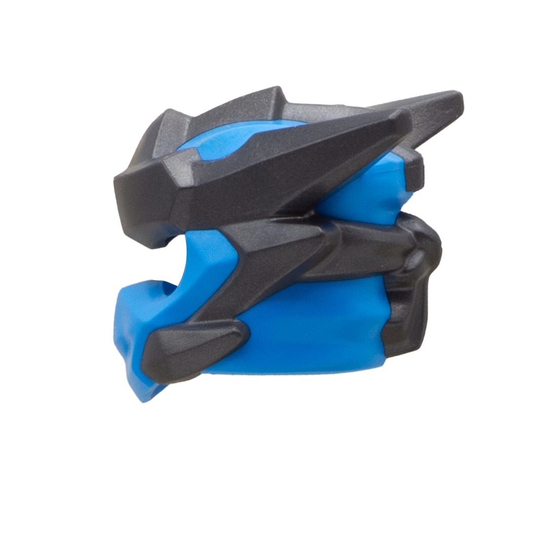 Genuine LEGO Ninjago Dragons Rising headgear in blue wrap with pearl dark grey titanium spikes (Nya in Dragon Form).