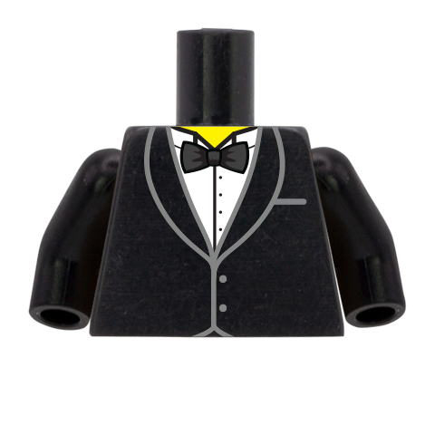 Buttoned Up Tuxedo with Bowtie - Custom Design Minifigure Torso