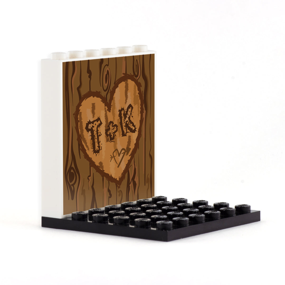 Personalised Carved Heart Back Panel - Custom Design Display Panel and Stand