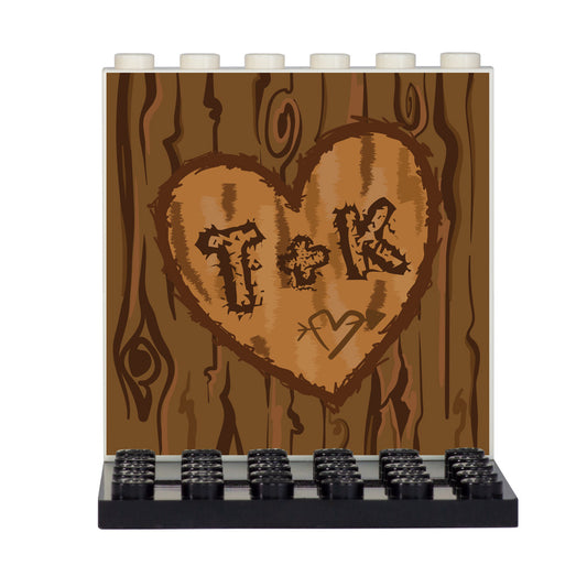 Personalised Carved Heart Back Panel - Custom LEGO minifigure display