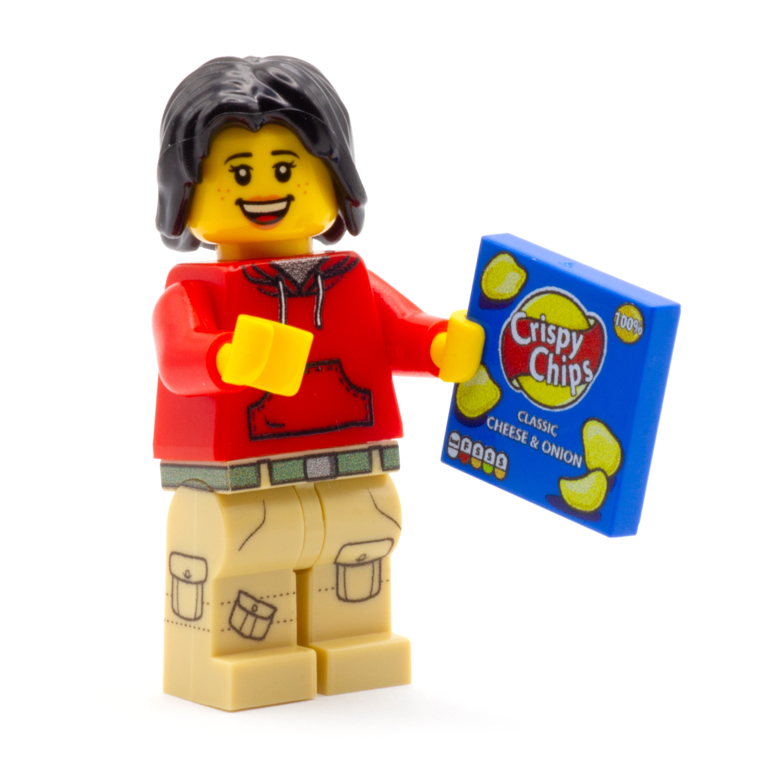 custom LEGO cheese and onion Walkers crisps / Lays chips for your minifigure