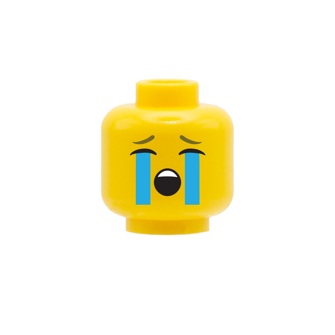 Crying Emoji Face - Custom Design Minifigure Head