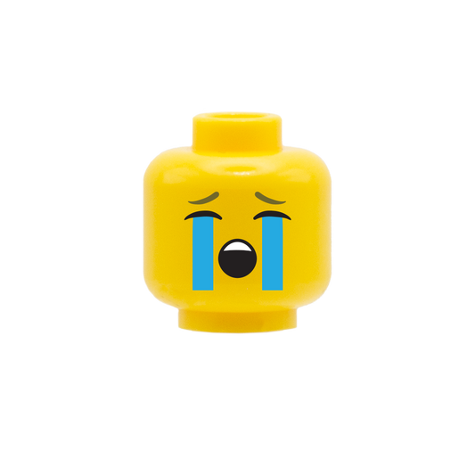 custom printed crying emoji LEGO head