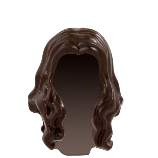 Dark Brown Long Curly Over the Shoulder (covers design on front & back) - LEGO Minifigure Hair