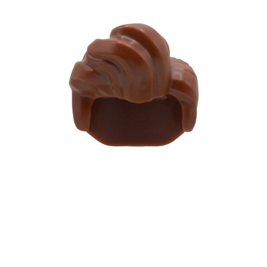 Brown short LEGO minifigure hair with a high quiff in Elvis style.