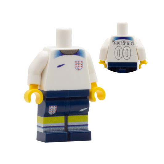 Personalised England Football Kit Minifigure (No Hair) - Custom Design Minifigure