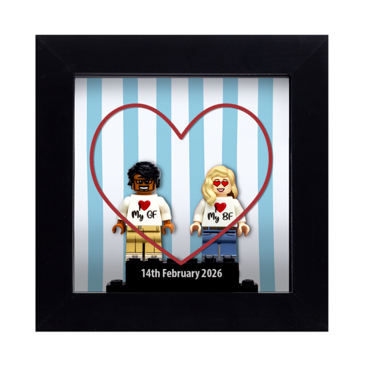 Custom Glass & Background Couples Frame (Figures NOT included) - Custom Design Minifigure Display