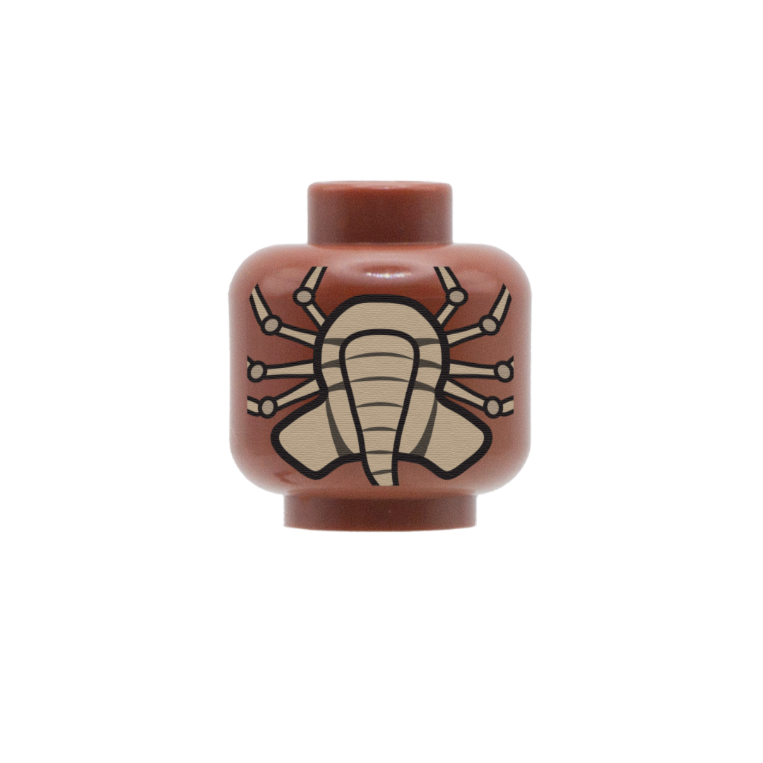 aliens facehugger custom LEGO minifigure head (reddish brown / dark flesh skin tone)