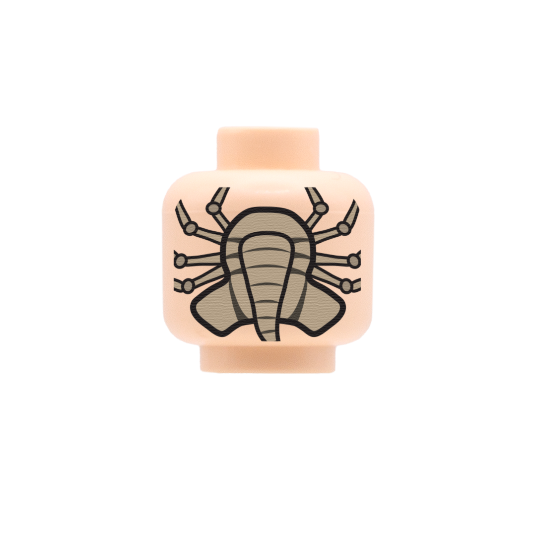 aliens facehugger custom LEGO minifigure head (light flesh / light nougat)